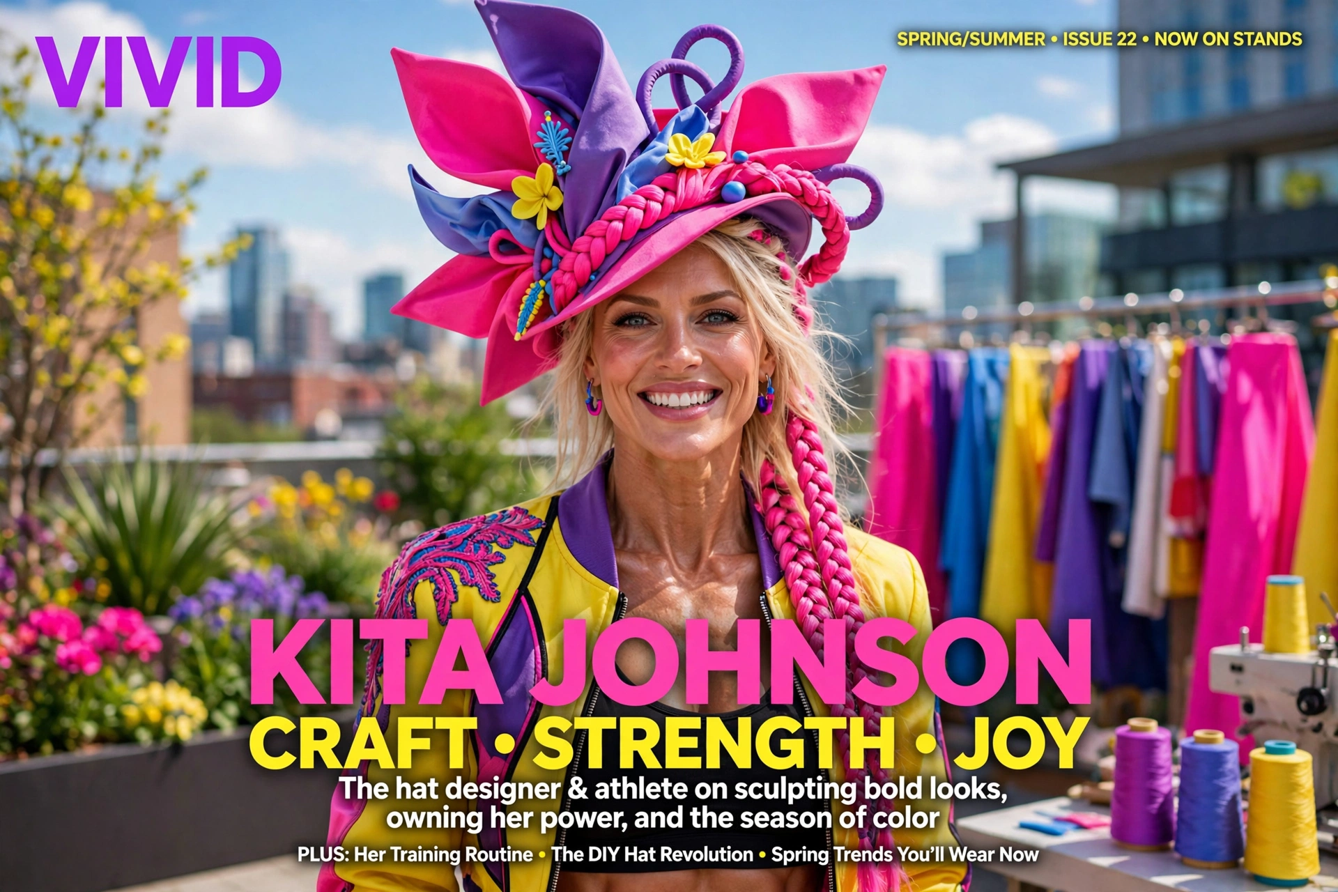 Kita Johnson in a colorful fashion hat